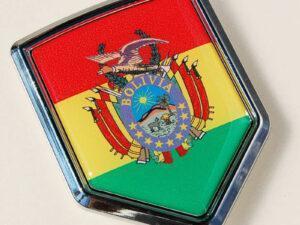 Bolivia Flag Bolivian Crest Chrome Emblem Decal Sticker