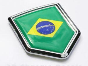 Brazil Flag Crest Brazilian Emblem Chrome Decal Sticker