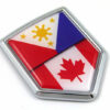 Canada Philippine Flag Crest 3D Adhesive Chrome Auto Emblem