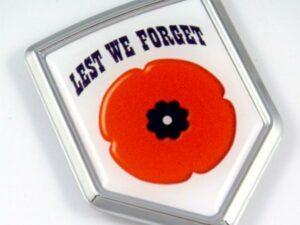 Lest We Forget Shield 3D Triple Chrome Plated Adhesive ABS Emble