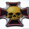 Maltese Skull Domed 3D Chrome Background Adhesive Car Badge