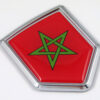 Morocco 3D Chrome Flag Crest Emblem Car Decal