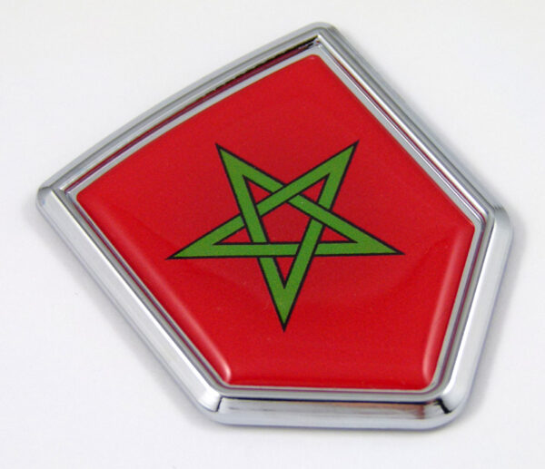 Morocco 3D Chrome Flag Crest Emblem Car Decal