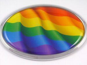 Pride Wave Flag Oval 3D Chrome Emblem