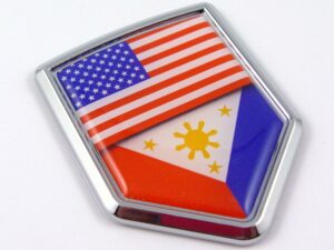 USA Philippine Crest 3D Adhesive Automobile Chrome Emblem
