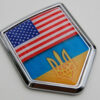 USA Ukraine Flag 3D Decal Crest Chrome Emblem Sticker