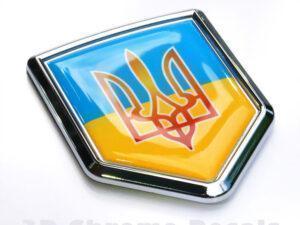 Ukraine 3D Flag Emblem CREST Emblem Decal Tryzub Trident